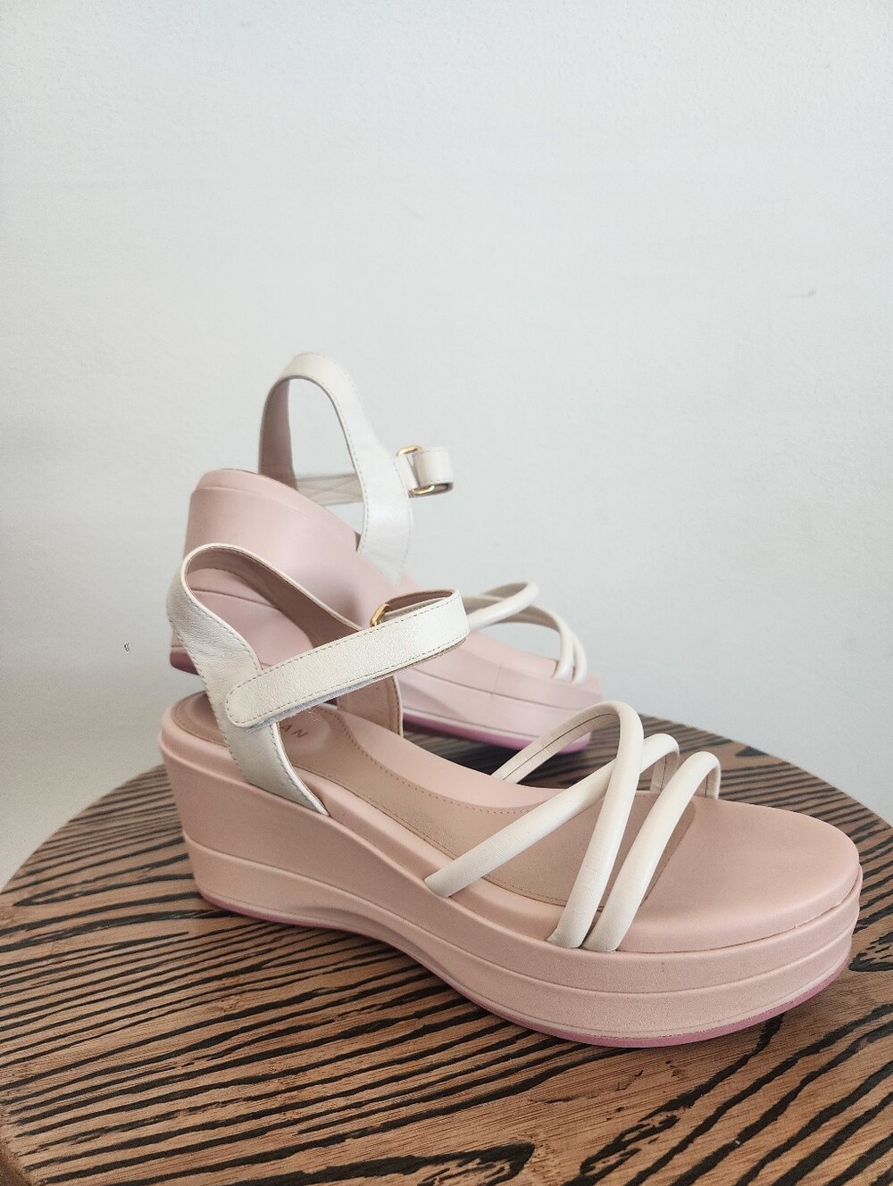 Cole Haan Grand Ambition Addison Strappy Wedge Sandals White Pink Women's Size 7 - Picture 10 of 16